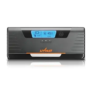 Livfast Smart Flash Pure Sinewave 900VA/12V Inverter with Multi Function LCD Display, Power-Cut Predictor and Smart Mobile App Connectivity |Ideal for Inverter for Home, Office & Shops