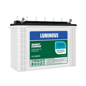 Luminous Shakti Charge SC 18060 Battery for Home, Office & Shops | 135 Ah/12V Tall Tubular | Easy Installation | Durable and Reliable Inverter Battery | Minimum Maintenance | with 60 Months Warranty