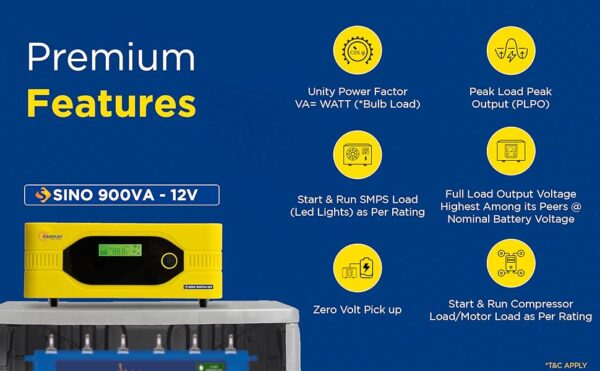 Eastman Sino 900VA/12V Pure Sine Wave Home UPS Utility Power Factor Watt=VA | Inverter for Home, Office & Shops | 36 Months Warranty | 10 Years Warranty on Transformer - Image 2