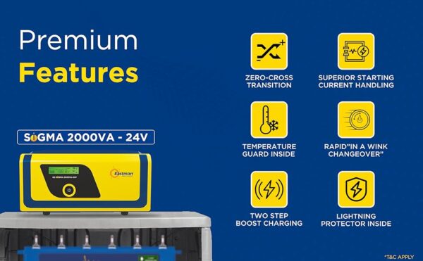 Eastman Sigma 2000VA/24V Square Wave Home UPS | Inverter for Home, Office & Shops | 36 Months Warranty | 10 Years Warranty on Transformer - Image 6