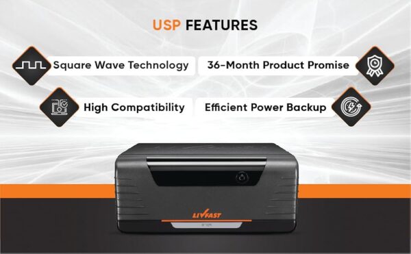 Livfast FLASHCHARGE+ Sine Wave FCS1725 Inverter | 24 V | 36 Months Warranty | Silent and Efficient Power Backup for Sensitive Electronics - Image 2