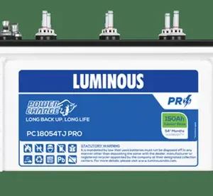 Luminous Power Charge PC18054TJ PRO 150 ah/12V Recyclable Tubular Jumbo Inverter Battery for Home, Office and Shops,Easy Installation | Minimum Maintenance | with 54 Months Warranty