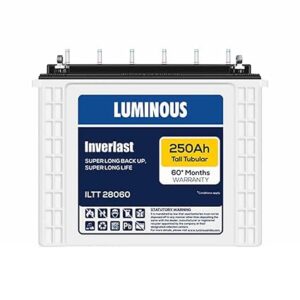 Luminous Inverlast ILTT28060 250Ah 12V Tall Tubular Inverter Battery | Durable, Reliable with Easy Installation | Low Maintenance | Ideal for Home, Office & Shops | 60M Warranty