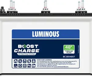 Luminous Boost Charge BC16048 Battery for Home, Office & Shops |12V Tall Tubular | Easy Installation | Durable and Reliable Inverter Battery | Minimum Maintenance | with 48 Months Warranty