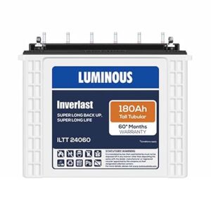 Luminous Inverlast ILTT24060 Battery for Home, Office & Shops | 180 Ah Tall Tubular | Easy Installation | Durable and Reliable Inverter Battery | Minimum Maintenance | with 60 Months Warranty