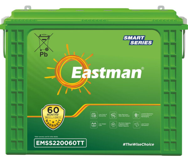 Eastman EMSS220060TT | Tall Tubular | 220 AH Inverter Battery |Warranty 60 (36+24) Months for Home & Office.