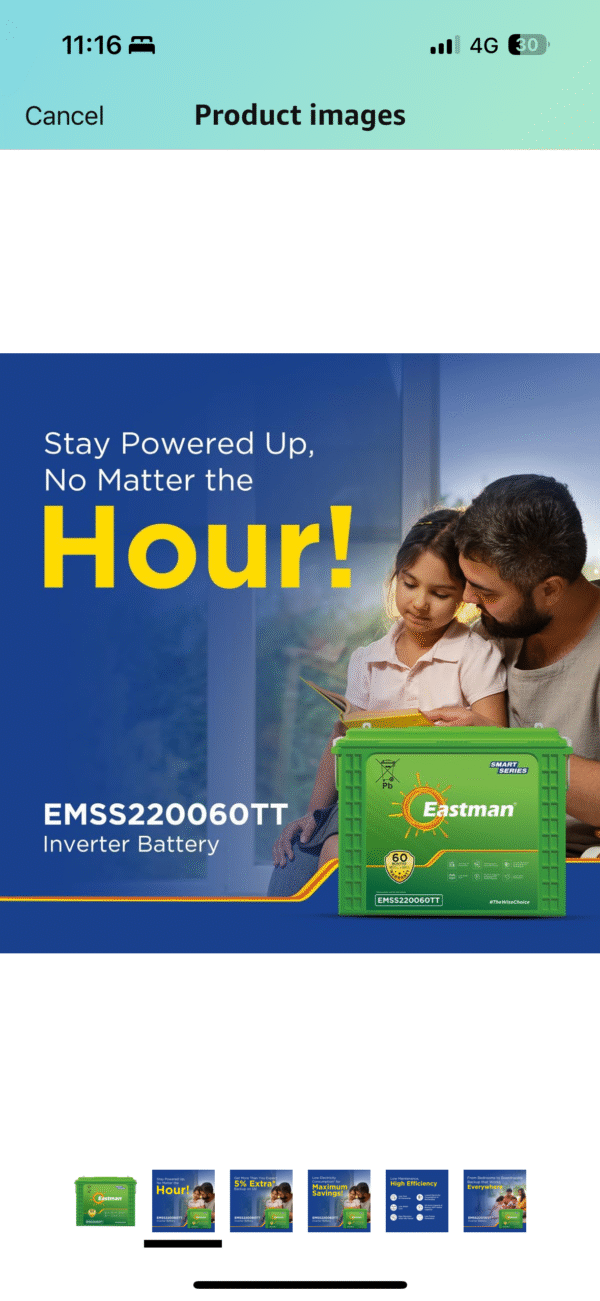 Eastman EMSS220060TT | Tall Tubular | 220 AH Inverter Battery |Warranty 60 (36+24) Months for Home & Office. - Image 3