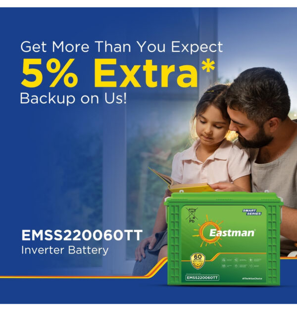 Eastman EMSS220060TT | Tall Tubular | 220 AH Inverter Battery |Warranty 60 (36+24) Months for Home & Office. - Image 2