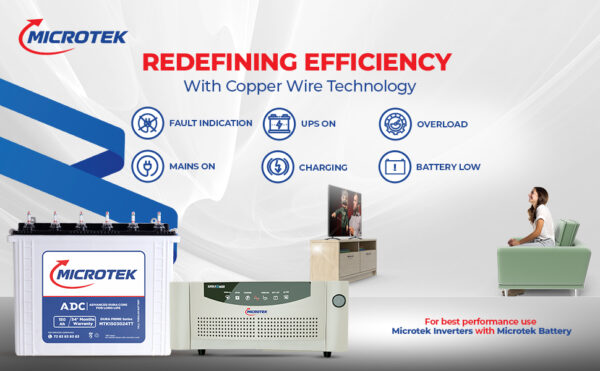 Microtek Super Power 1100 Pure Sinewave 950VA/12V Inverter, Support 1 Battery with 3 Year Warranty for Home, Office & Shops - Image 2