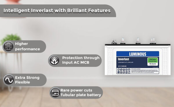 Luminous Inverlast ILTJ18148 150 Ah Tall Jumbo Inverter Battery for Home, Office & Shops Easy Installation | Minimum Maintenance | with 48 Months Warranty - Image 2