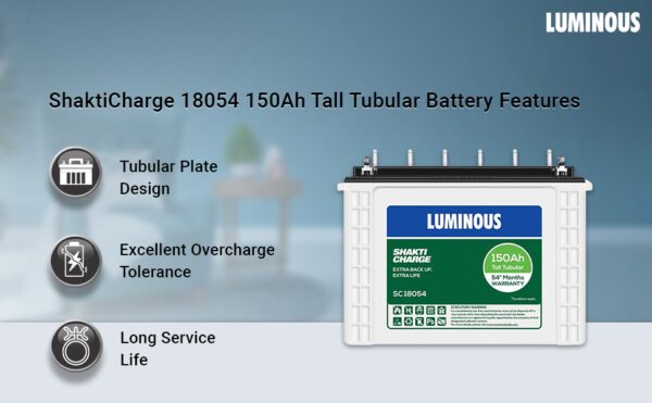 Luminous Shakti Charge SC 18060 Battery for Home, Office & Shops | 150 ah/12V Tall Tubular | Easy Installation | Minimum Maintenance | with 60 Months Warranty - Image 5