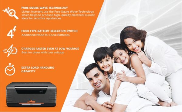 Livfast FLASHCHARGE+ Sine Wave FCS1725 Inverter | 24 V | 36 Months Warranty | Silent and Efficient Power Backup for Sensitive Electronics - Image 5
