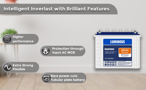 Luminous Inverlast ILTT24060 Battery for Home, Office & Shops | 180 Ah Tall Tubular | Easy Installation | Durable and Reliable Inverter Battery | Minimum Maintenance | with 60 Months Warranty - Image 3