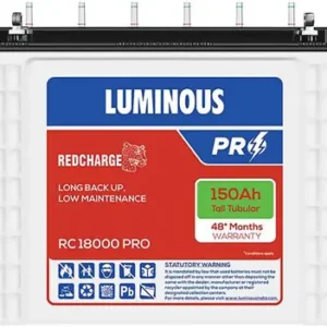 Luminous Red Charge RC18000 Pro Battery for Home, Office & Shops | Red Charge Durable and Reliable Inverter Battery | 48 Months Warranty