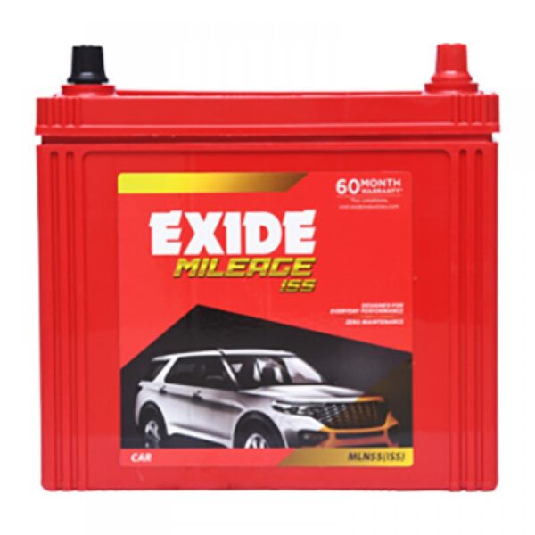 EXIDE MLN55(ISS) 45Ah Car Battery – MILEAGE Series | 60 Months Warranty (30+30) | Designed for Start-Stop Technology | Zero Maintenance | Reliable Power for SUVs & Cars