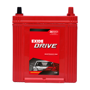 Exide Drive DRIVE40LBH Battery – 40Ah, 12V | For Car, SUV, 3-Wheeler, Tractor & Commercial Vehicles | 36-Month Warranty (18 Months Full Replacement + 18 Months Pro-rata)