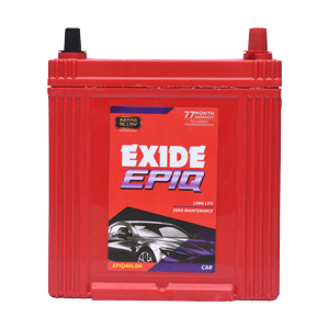 EXIDE EPIQ40LBH 40Ah Car Battery – Long-Lasting Power with 77 Months Warranty (42 Months Full Replacement + 35 Months Pro-Rata) | Zero Maintenance.