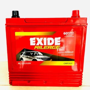 EXIDE ML75D23LBH, 68Ah Car Battery – MILEAGE Series | 60 Months Warranty (30 FOC + 30 Pro-Rata) | Zero Maintenance | High Cranking Power for Cars & SUVs