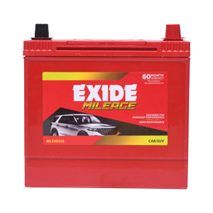EXIDE MLDIN55D23L, 54Ah Car Battery – MILEAGE Series | 60 Months Warranty (30 FOC + 30 Pro-Rata) | Zero Maintenance | High Cranking Power for Cars & SUVs