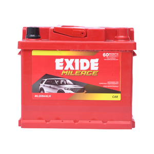 EXIDE MLDIN44, 44Ah Car Battery – MILEAGE Series | 60 Months Warranty (30 FOC + 30 Pro-Rata) | Zero Maintenance | High Cranking Power for Cars & SUVs