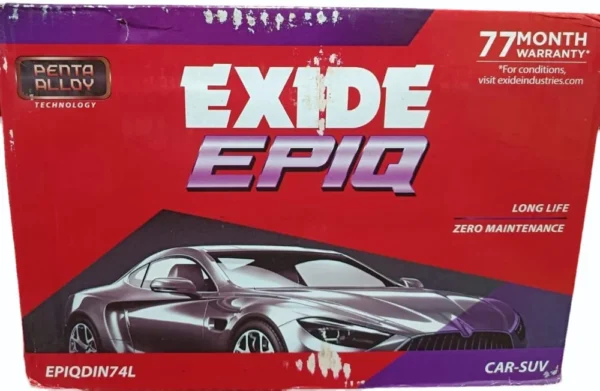 EXIDE EPIQDIN74L 74Ah Car Battery – Long-Lasting Power with 77 Months Warranty (42 Months Full Replacement + 35 Months Pro-Rata) | Zero Maintenance. - Image 2